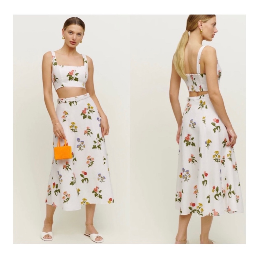 ReformationCole Two Piece Set Botanical Linen Size 4